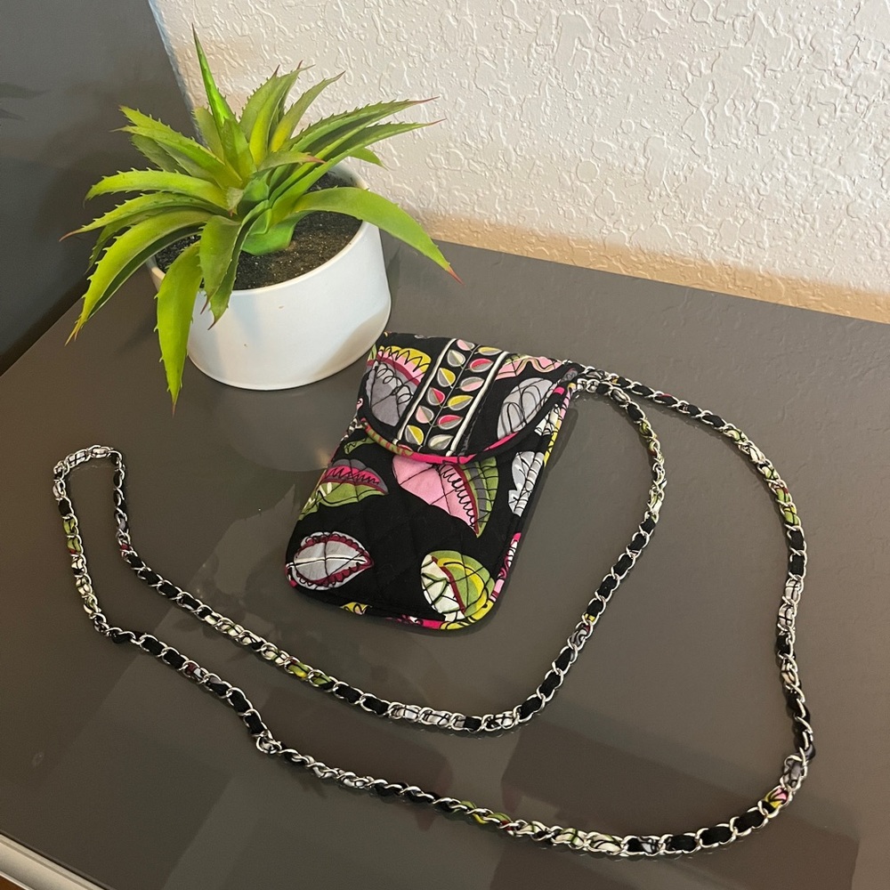 Vera Bradley Moon Blooms Phone Pouch with Crossbody Chain Link Strap